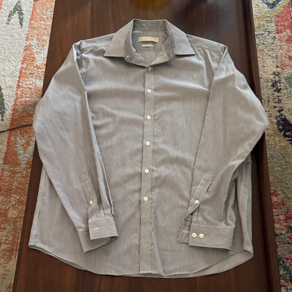 Michael Kors Men's Gray Pinstripe Dress Shirt Size 16-1/2, 34-35